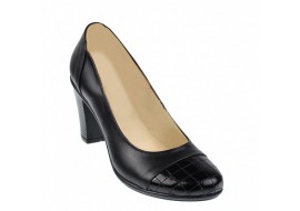 Pantofi dama eleganti din piele naturala cu varf lacuit, croco, toc 7cm P13423LACN